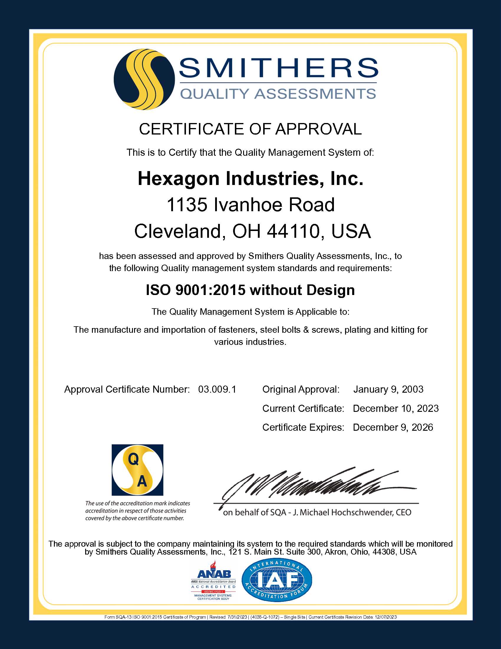 Hexagon Industries, built for quality